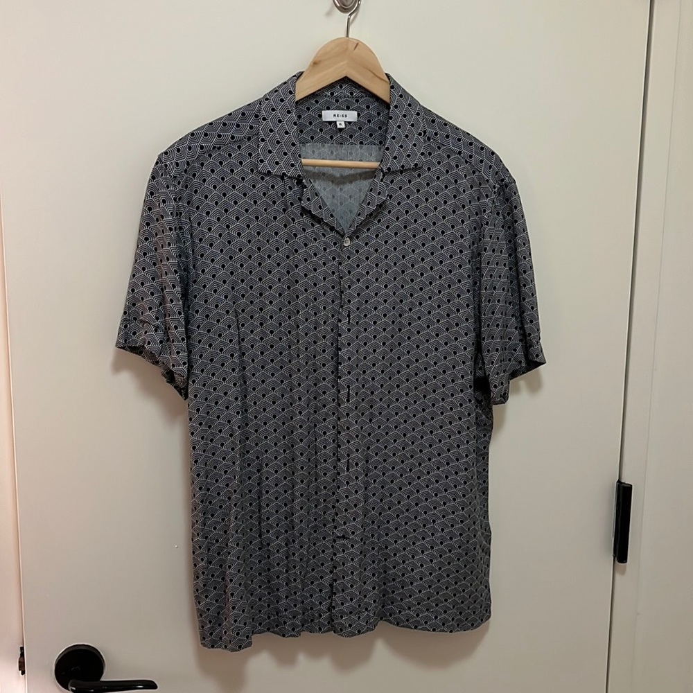 Reiss Short Sleeve Geometric Pattern Shirt